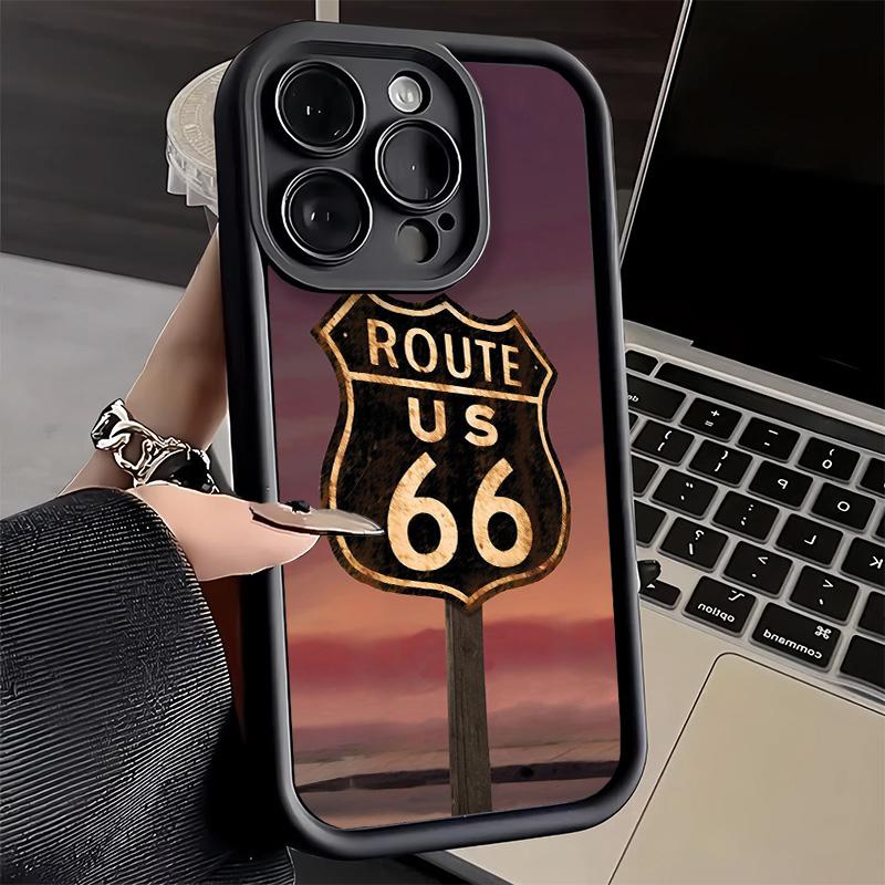 

Phone Case for iPhone 17 Air 16E 15 16 Pro Max America Route 66 Cover 14 Plus 13 12 Mini Soft Shell Silicone Fundas iPhone 13Pro
