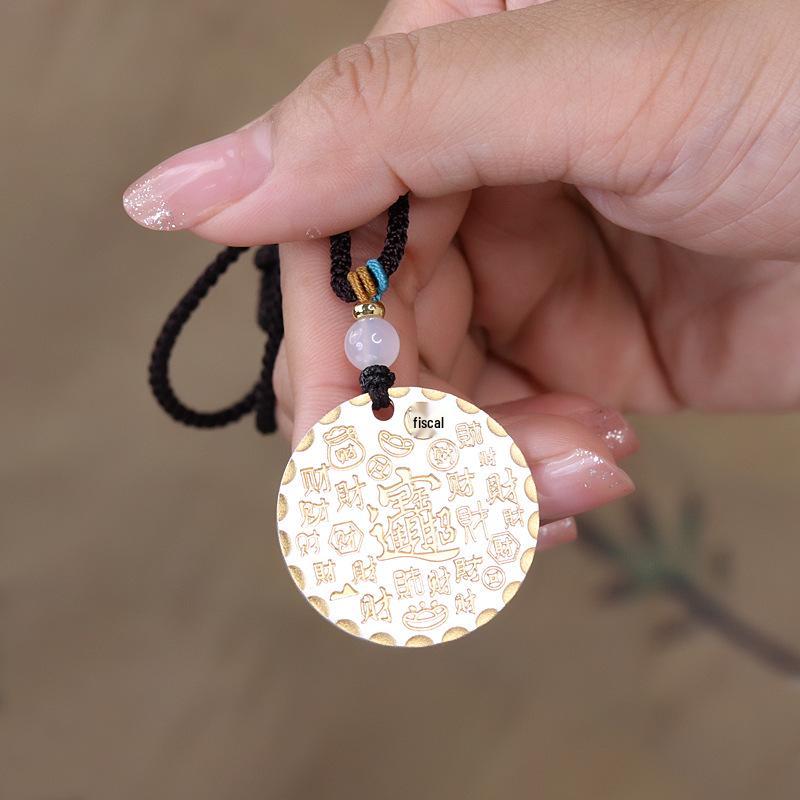 Pang Dong Lai Peace and Joy Wealth-Attracting Sterling Silver Gold Inlaid Pendant Necklace 999 Sterling Silver