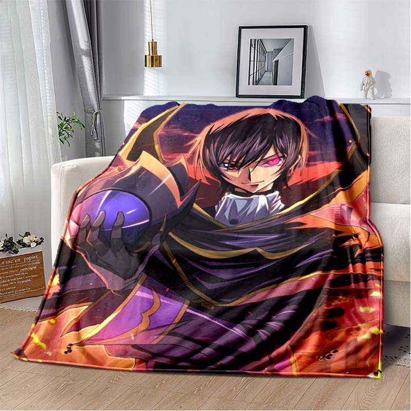 Code Geass Lelouch & C.C Anime Character Flannel Throw Blanket, Soft Warm Lightweight Blanket Sofa Bed Decor