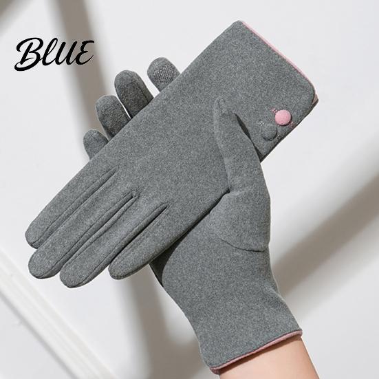 Button Wrist Gloves And Warm Weather Touch Women Cold Winter for Screen Soft Velvet Windproof