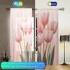2 Piece Pink Tulip Curtains for Family and Friends   Sunshade and Privacy-protecting Pole-style Curtains