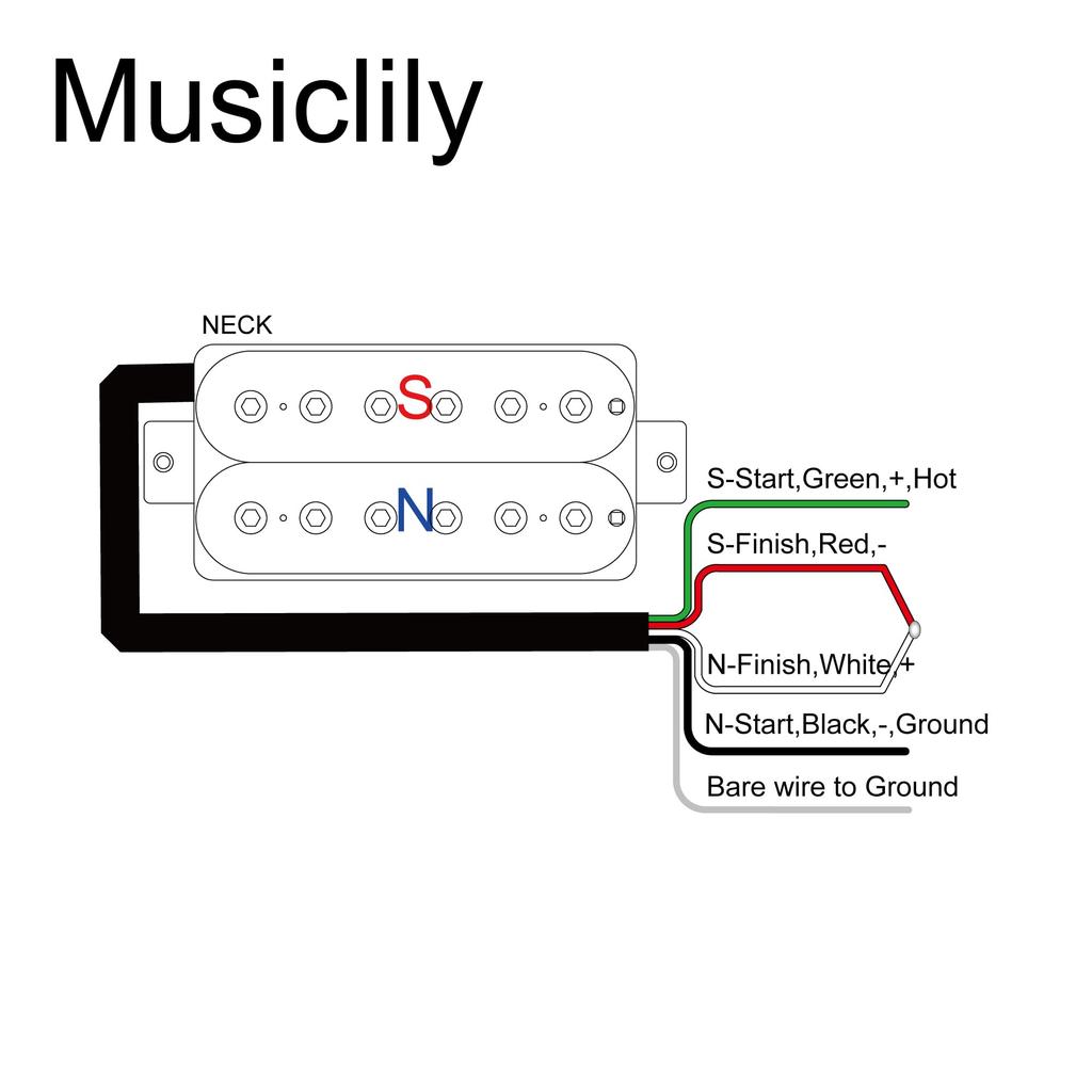 Musiclily Pro Alnico 5 Uncovered Adjustable Hexagonal Pole Humbucker Pickup for Neck PU Electric Black HH-HEXA Guitar,