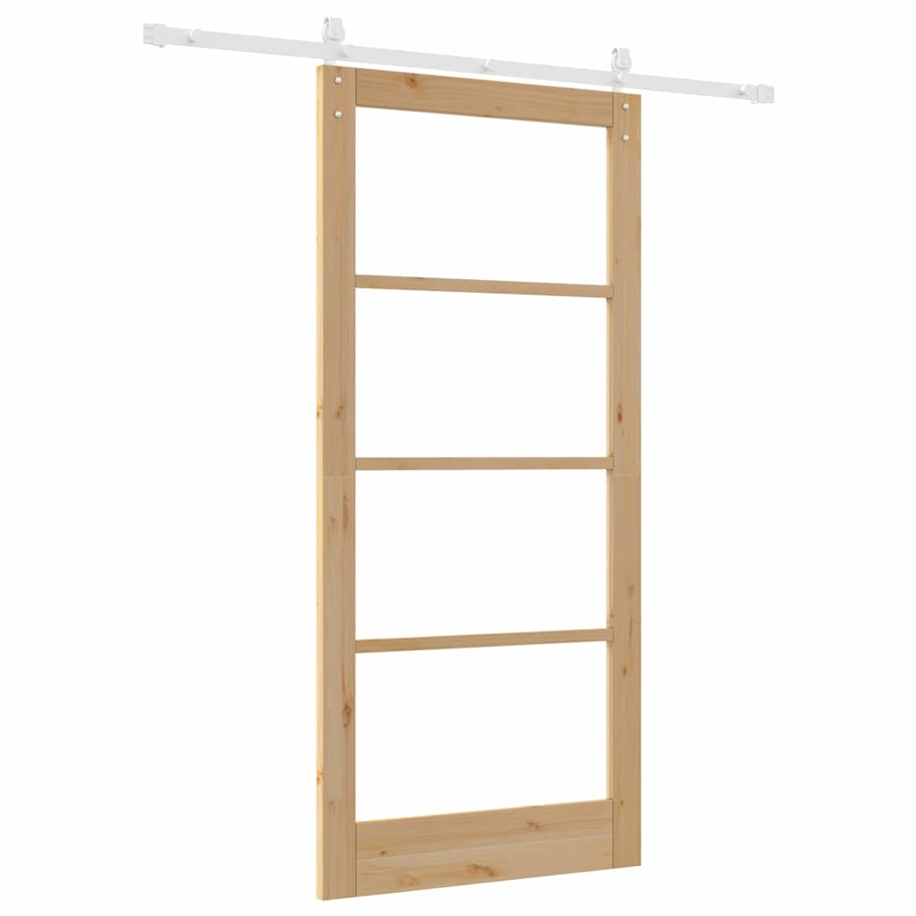 ORKDAL Sliding Door Natural 93 X 202 Cm Solid Pine Wood and Glass