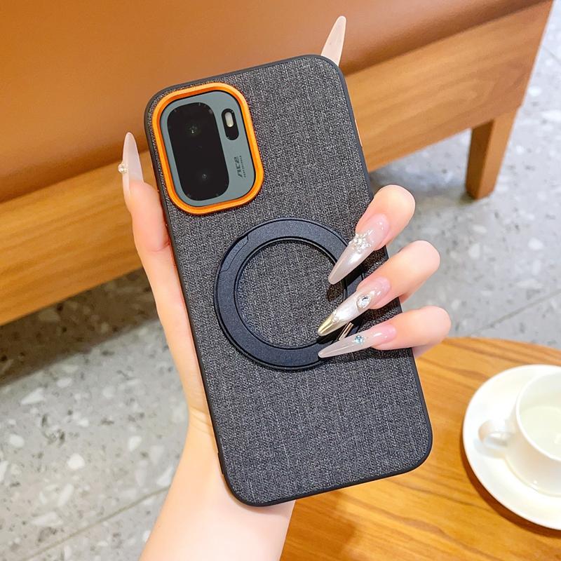 Premium Linen Fabric Case for OnePlus 15T 13 Ace6 Ace5 Pro Magnetic Rotating Stand Metal Buttons Full Body Lens Protection Cover