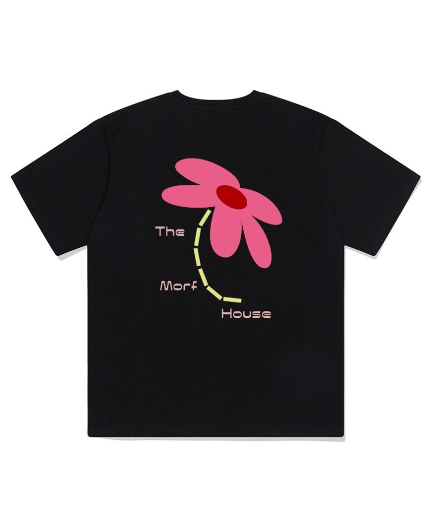 Deomopeuhauseu Bold Flower Oversized Short Sleeve T-Shirt Black