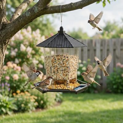 Bird Feeders for Outdoors Hanging Weather Resistant Wild Bird Feeder with 360 Degree Feeding Tray Ideal Gift for Grandpa