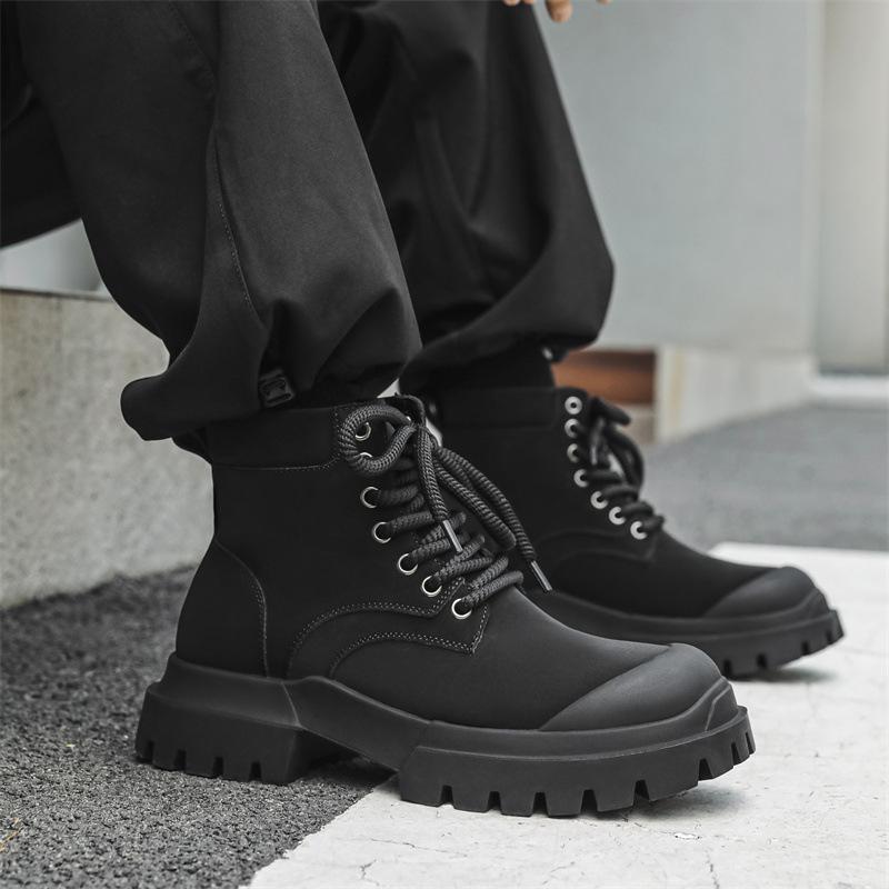 Fashion men luxury fashion tooling work boots genuine leather shoes big toe cowboy platform boot handsome outdoors desert ankle botas