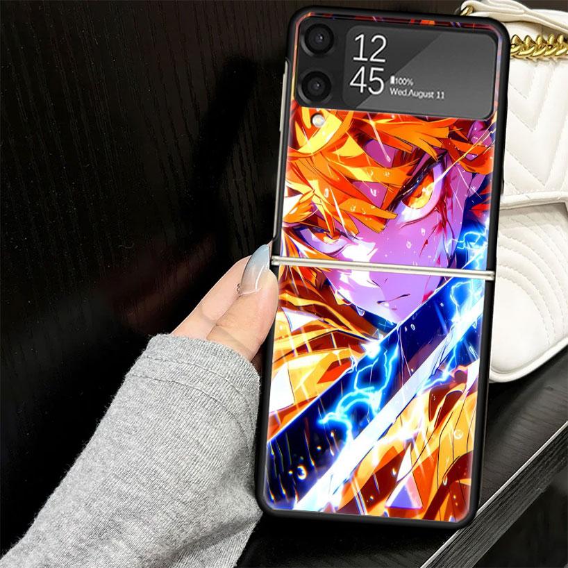 Agatsuma Zenitsu Demon Slayers Case for Samsung Galaxy Z Flip7 Flip6 Flip5 Flip4 Flip3 5G Hard Phone Shell Z Flip 7 6 5 4 3 Blac
