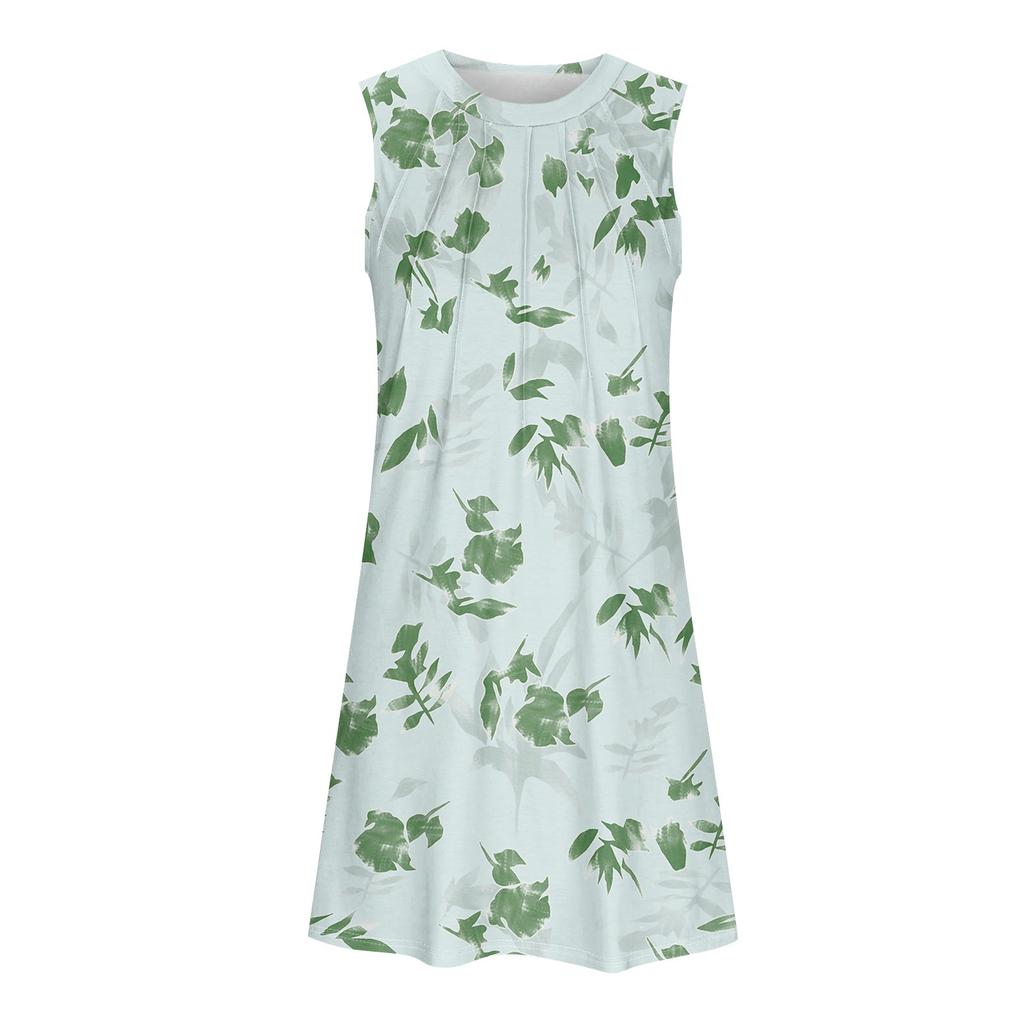 Lässige, ärmellose Kleider für Damen mit U-Ausschnitt und Aufdruck