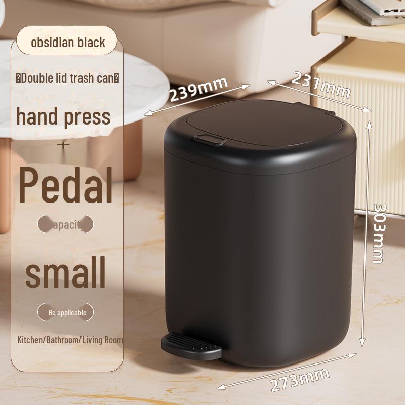 

«Современный мусорный бак с педалью двойного открывания: Стильная мусорная корзина с откидной крышкой для дома и спальни. Small