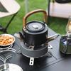 1.2L Aluminum Alloy Camping Kettle with Anti-Scalding Wooden Handle Portable Lightweight Outdoor Traveling Hiking Picnic Coffee Pot Tea Kettle