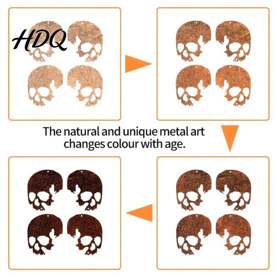 Metal Halloween Ornament Skull Hanging Ornaments Garden Sign Decorative Art Shaped Tags for Indoor Outdoor Yard Decor Anti-rust Sign