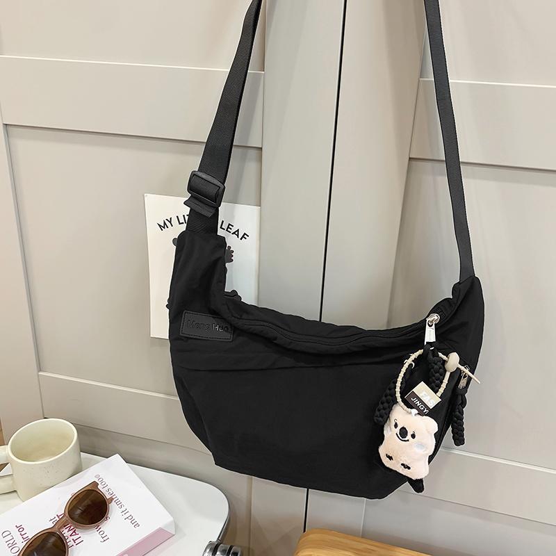 Нейлоновая сумка женская однотонная сумка через плечо большая вместительная сумка через — фото 7