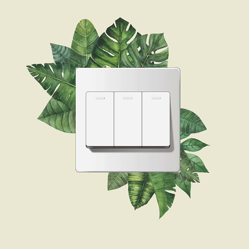 Tropical Leaves Light Switch Stickers, Self-Adhesive Bathroom Wall Decals, Waterproof Spa Style Decor for Home