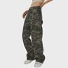 Women's Army Green Camo High-Waist Wide-Leg Jeans - Summer Casual Hip-Hop Style