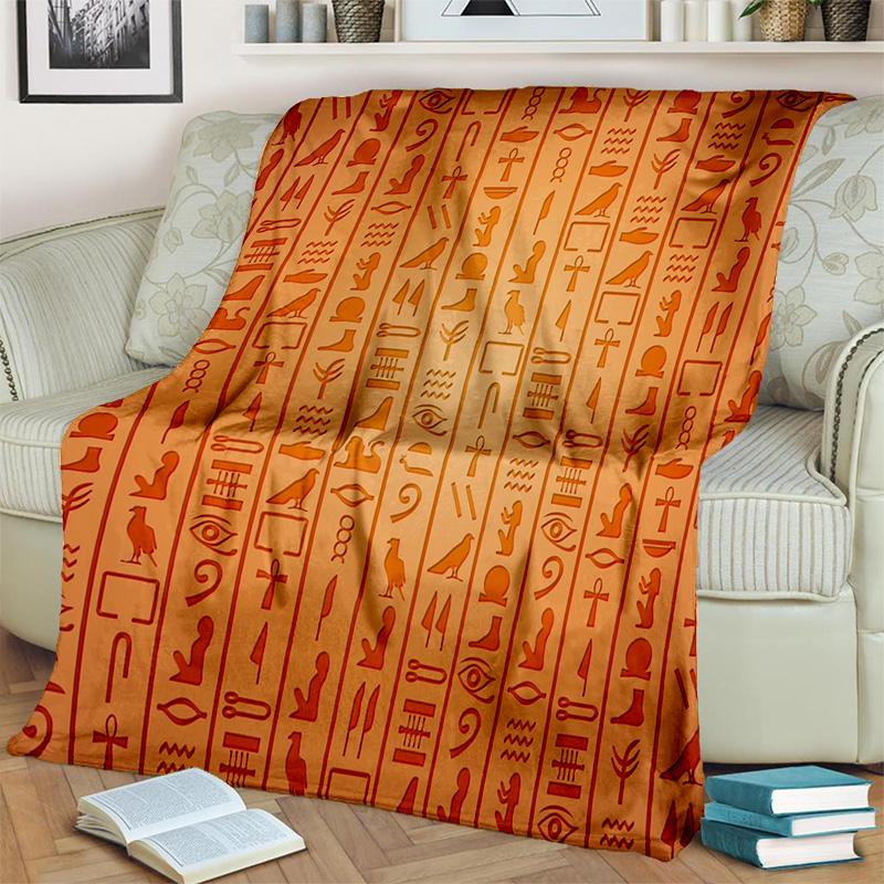 3D Egyptian Pharaoh Hieroglyphics Symbol Blanket,Soft Throw Blanket for Home Bedroom Bed Sofa Picnic Travel Office Cover Blanket