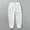Men's Linen Drawstring Elastic Waist Long Pants - Casual, Loose, Breathable Beachwear