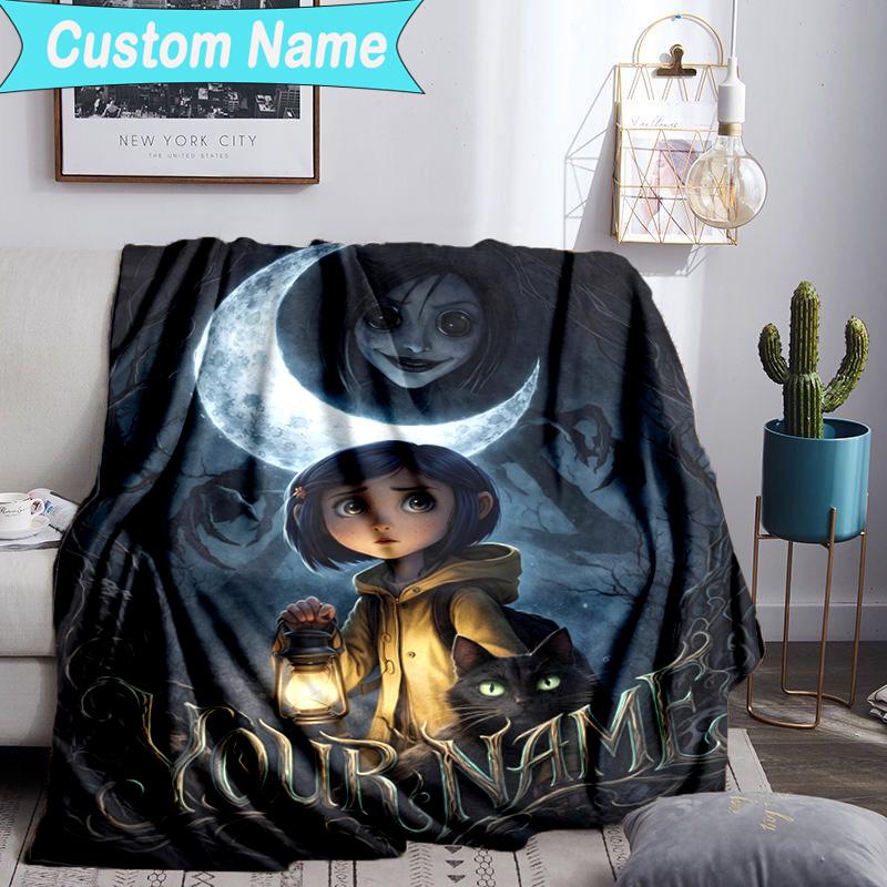 Custom Name Blanket Mystery Coraline's World Blanket Bedding Blanket for Travel, Camping, Living Rooms, Offices, Sofas, Fan Christmas gift