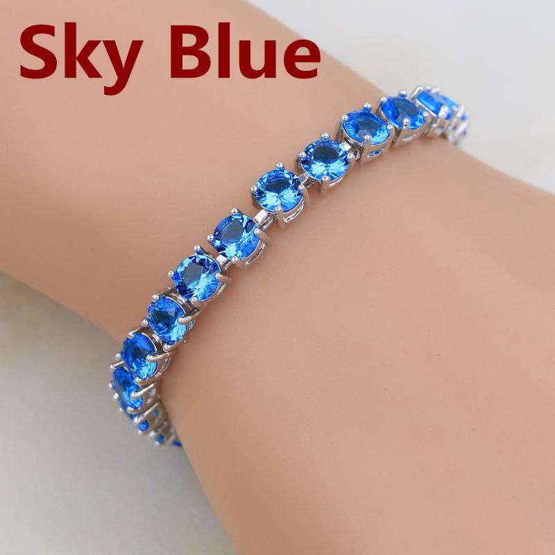 Gioielli in Argento 925 Bracciale a Catena Link con Granato Rosso Sposo e Zircone Bianco Creati 21cm Per Donne Scatola Regalo Gratuita