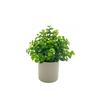 Green Artificial Plant Bonsai Grey Flowerpot Grass Leaves Simulation Plant Flowerpotted Craft Photo Props Faux Potted Decoration