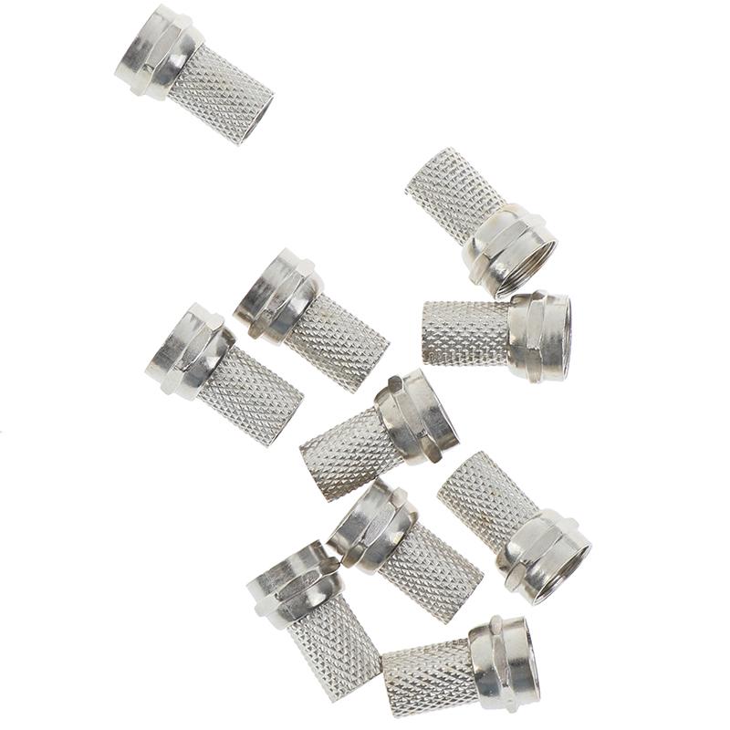 10Pcs 75-5 F Connector Screw On Type For Rg6 Satellite Tv Antenna Coax Cable