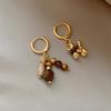 18k Gold Plated Tiger Eye Small Dog Earrings: Retro Melanin Luxury Versatile Accessories for Women