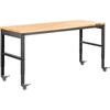 Workbench Adjustable Height, 155 x 51 cm Garage Table w/ 80 – 105 cm Heights & 720KG Capacity, with Power Outlets & Hardwood Top & Metal Frame &