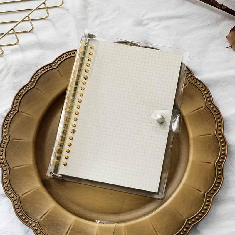 B5 A5 Transparentes PVC Weich Loseblatt-Optik 20 Löcher Farbiger Plastikclip Metallclip Handbuch Abnehmbare Abdeckung Schreibwaren