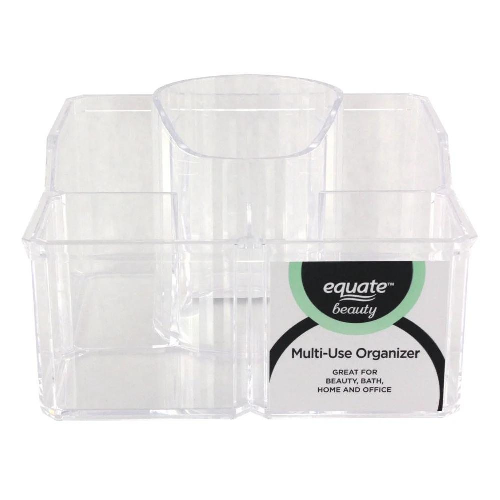 Clear Cosmetic Storage Organizer 6 Compartment Multi-Purpose Makeup Organizer Bathroom Home Office Easy Access Durable Plastic