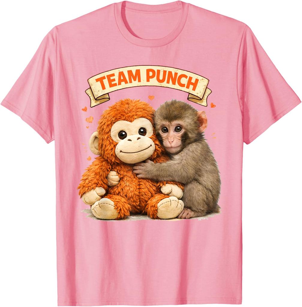 Cute Punch Monkey Printed Tshirt Summer Mens and Womens Pure Cotton Clothes Harajuku Fashion Short Sleeve Tshirt Unisex