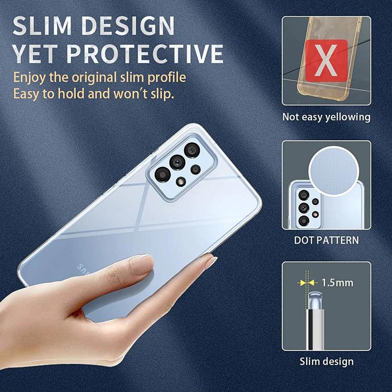 Ultra Thin Silicone Clear Soft Case for Samsung S23 Ultra A54 A34 A14 A04 A04S A53 A73 A33 A23 A13 A52 A32 A22 A72 A12 A51 A71 Full Shockproof Cover