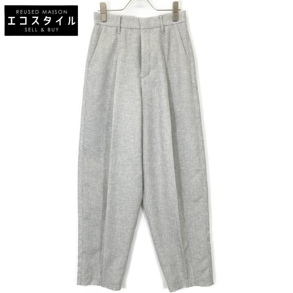 AKIRA NAKA WS2308-GY Gray Polyester X Cotton Center Press Tapered Slacks Bottoms 1 grayUsed