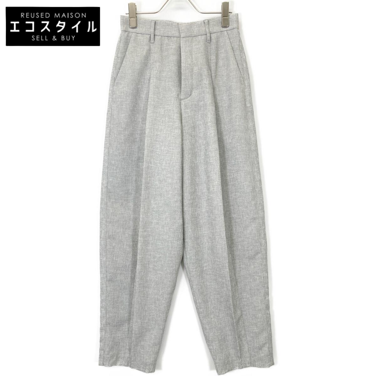 

AKIRA NAKA WS2308-GY Gray polyester x cotton center press tapered slacks Bottoms 1 grayUsed