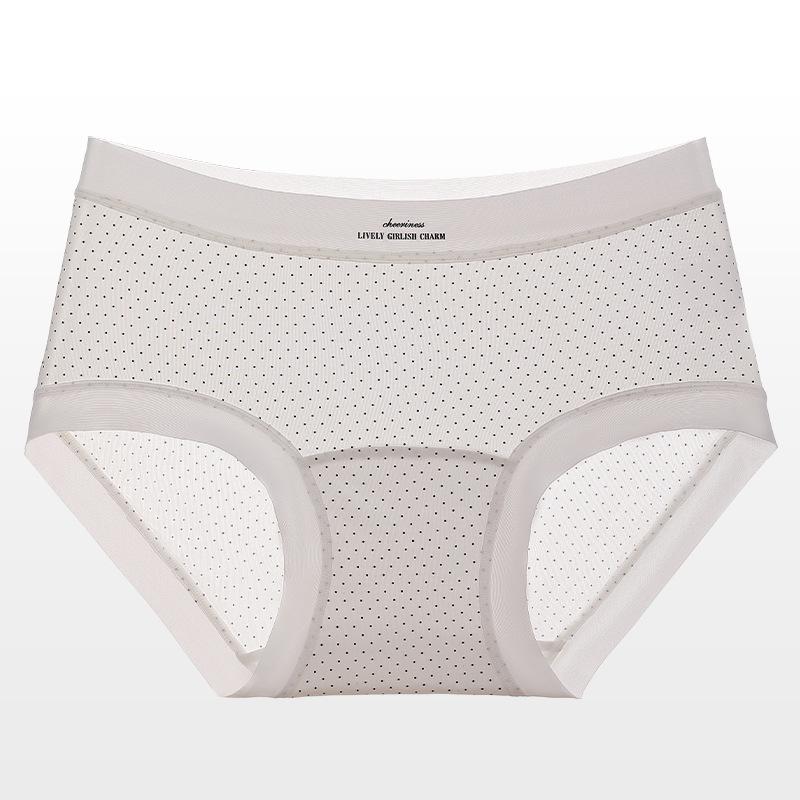 Women s Summer Thin Sweet Ice Polka Dot 10A Bacteriostatic Naked Waist Triangle Briefs M белый