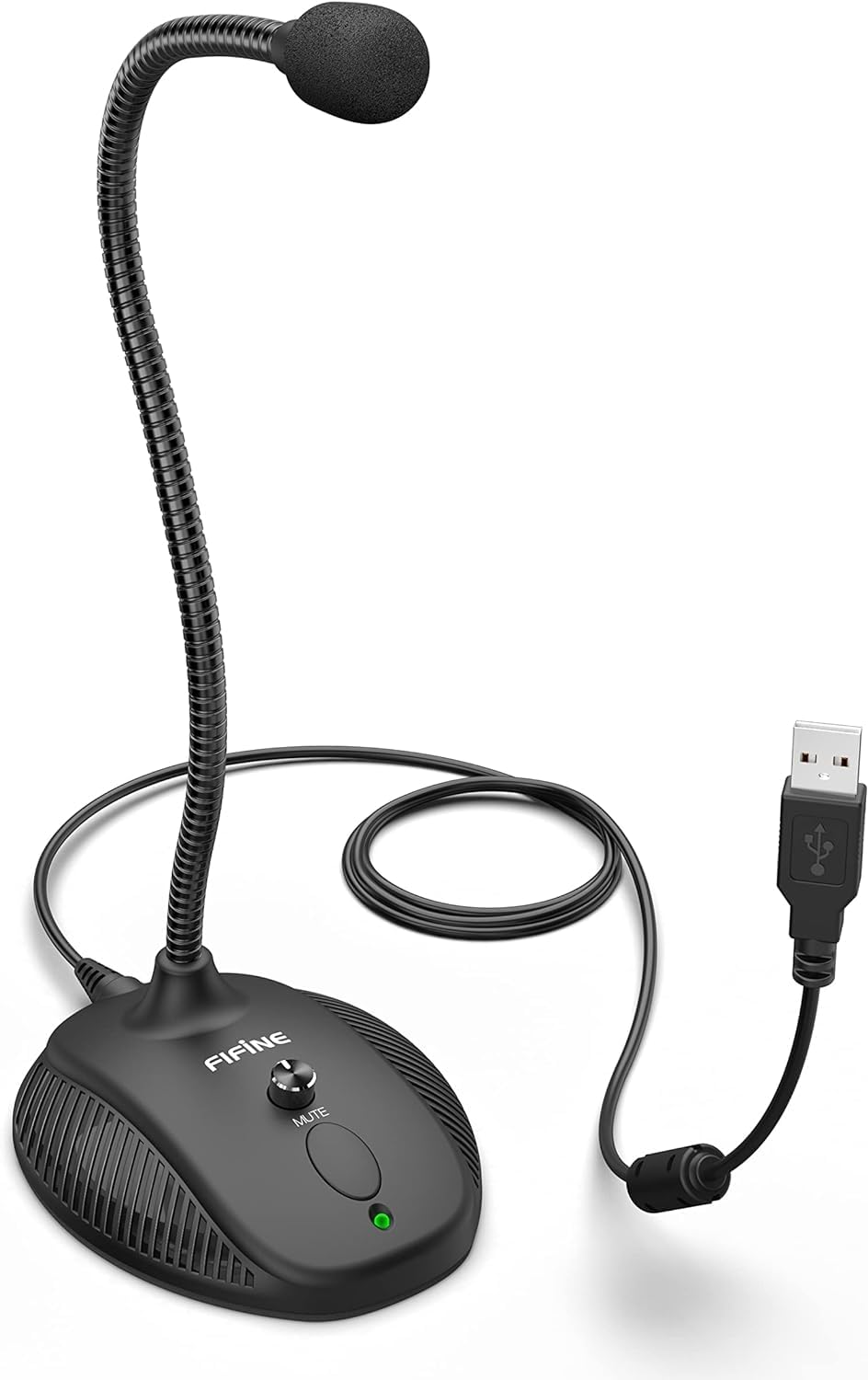 

FIFINE USB Конденсаторний Настільний Регульований Безшумний Мікрофон-Гусак Мікрофон для ПК для Онлайн-Трансляцій Ігор та Сумісний з Видачею Електронних Рахунків