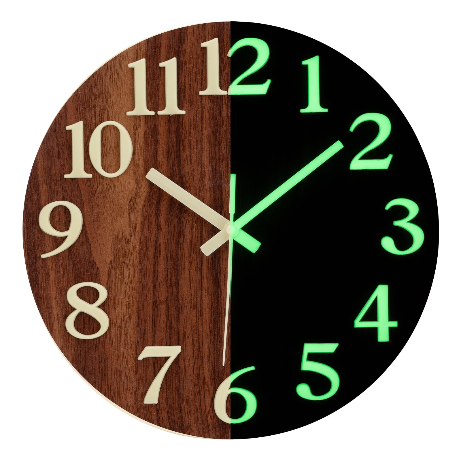 

Wall Wall Easy to Continuous Second 3D 30cm Grain Clock, Luminous, Stylish, Quiet, Scandinavian, Clock, Read, Fluorescent, Hand, Letters, Simple,