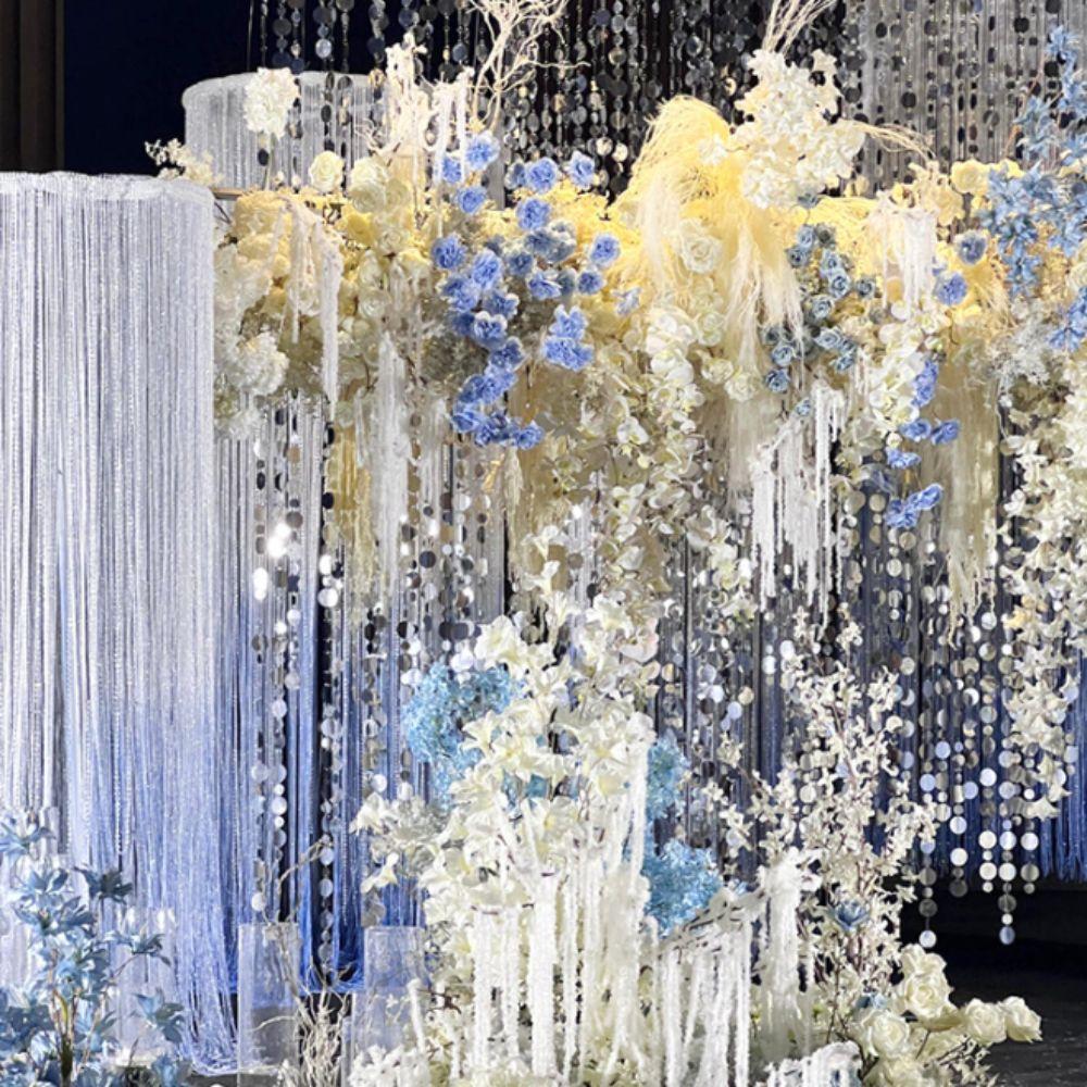 10PCS PVC Sequins Hanging Foil Curtains 1 Meter Round Sequin Rain Curtain Baby Shower Party