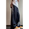 Lässige Hose mit Seitenstreifen Herren Sommer Trend Locker Weiter Bein Gerade Hosen Sommer Vielseitig Pendler Hosen mit Kordelzug