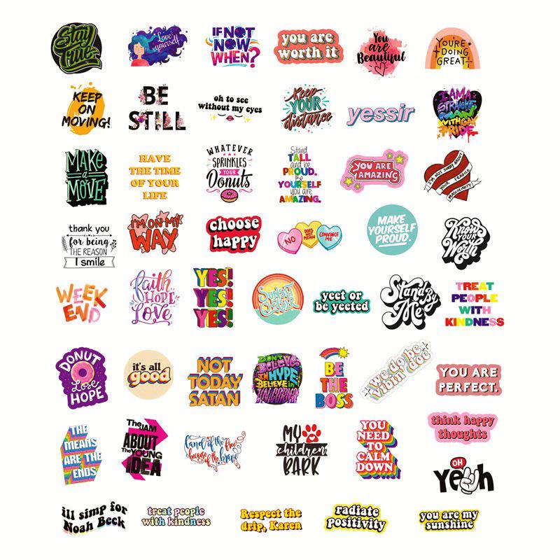 50 Non-Infringing Inspirational Graffiti Stickers: Vibrant Chinese Designs for Suitcases, Guitars, and Notebooks. Waterproof and Durable.