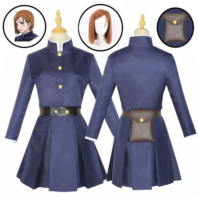 Jujutsu Kaisen Kugisaki Nobara Cosplay Costume Set With Synthetic Wig For Halloween And Cosplay Events
