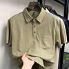 Men Casual Breathable Short Sleeve Solid Polo Shirt With Pocket