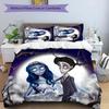 3-teiliges Trauerliebe Das Corpse Bride Muster Bettwäsche-Set Bettbezug-Set beinhaltet Bettbezug & Kissenbezüge, perfekte Ganzjahres-Schlafzimmerdekoration & Geschenk