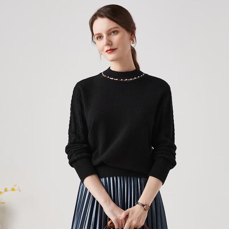 Zhaojun Women's Pure Cashmere Mock Neck Cable Knit Sweater