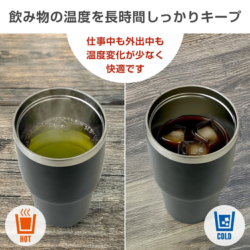 Park Lane Tumbler with Stainless Steel Water Direct Handle 2-Way Handle, 540ml, Black, Insulated, Cold/Hot, Bottle, Mug, Drinking, Straw,