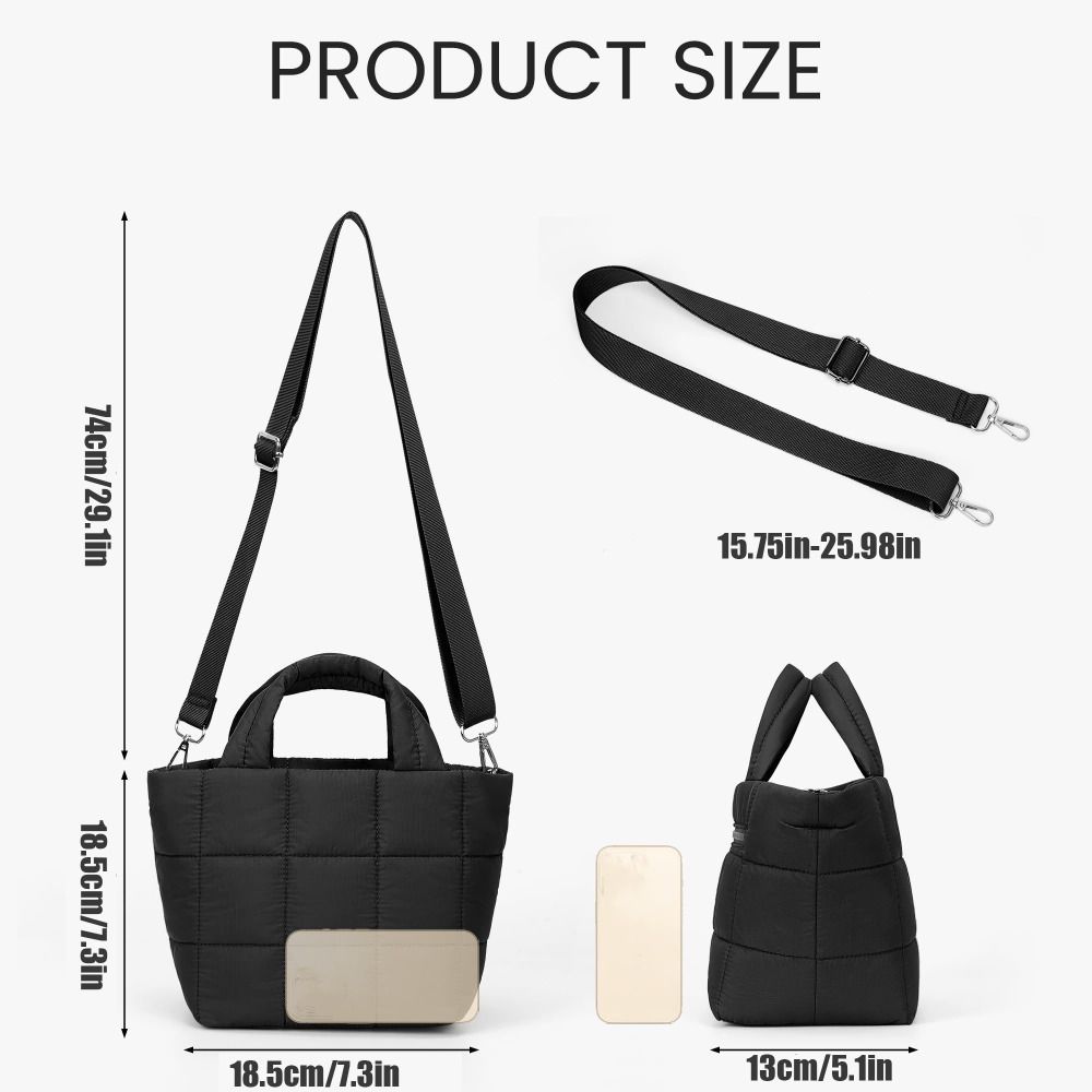 Nylon Crossbody-veske Vattert Skulderveske Lett Puffer-veske Arbeid