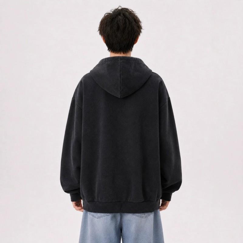 Oversized Vintage American Racing Style Washed Hooded Zip-Up Sweatshirt Men Women Casual Loose Fit