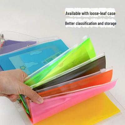 A5/A6 Frosted PVC Zipper Bag - Pink, Blue, Black - Loose-Leaf Notebook Cover & Storage