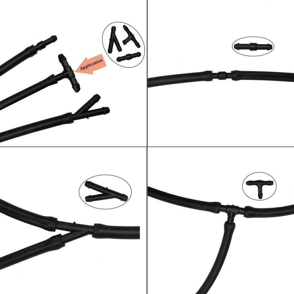 Windshield Washer Hose Kit, Washer Nozzle Connector Replacement - Wiper Hose Repair Kit with