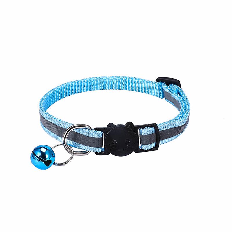 Reflective Cat Collar with Cartoon Cat Head & Colorful Bell