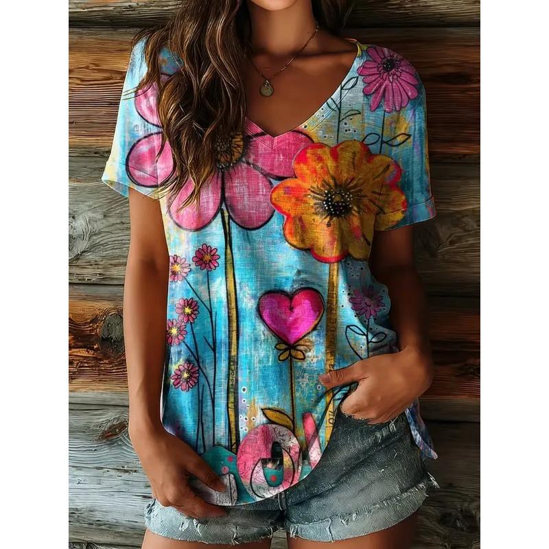 3D printed V-neck T-shirt for women